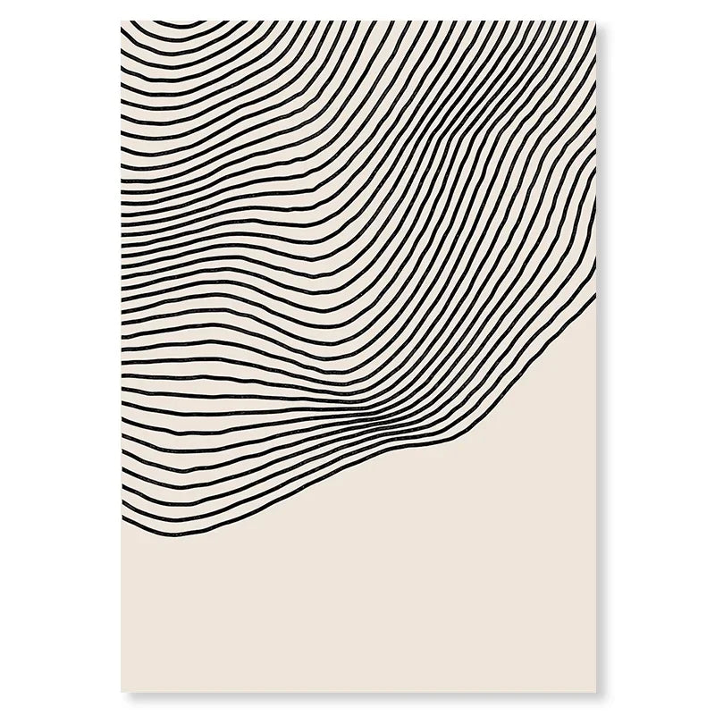 Modern Abstract Lines Black Beige Simple Wall Art, HD Canvas Print Sea, Home, Living Room, Room Decoration Painting