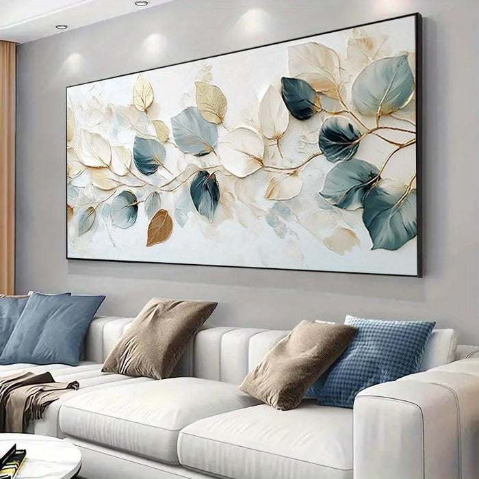 1pc Frameless Modern Canvas Wall Art Delicate Leaf Design, High-Quality Canvas Painting Home Décor, Large Canvas Wall Art