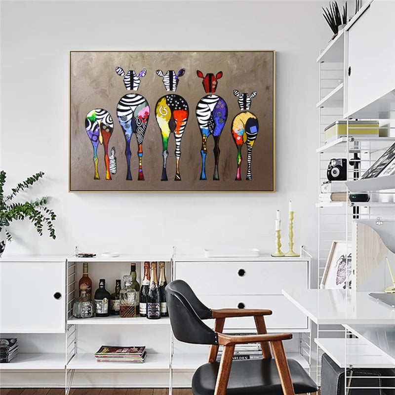 Abstract Zebra Canvas Art Paintings On The Wall Colorful Animals Art Prints African Animals Art Pictures for Living Room Wall