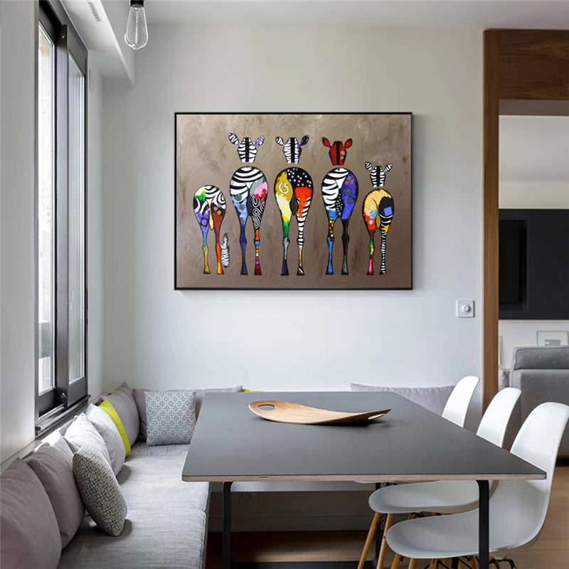 Abstract Zebra Canvas Art Paintings On The Wall Colorful Animals Art Prints African Animals Art Pictures for Living Room Wall