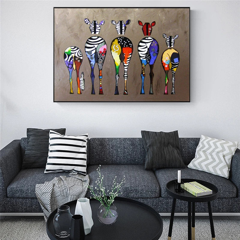 Abstract Zebra Canvas Art Paintings On The Wall Colorful Animals Art Prints African Animals Art Pictures for Living Room Wall