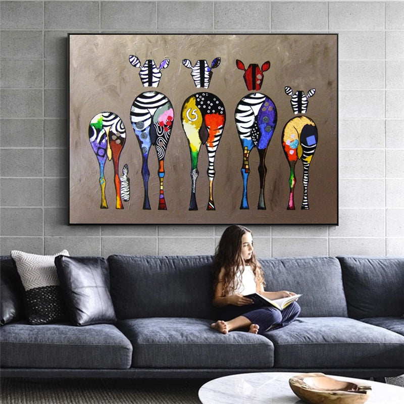 Abstract Zebra Canvas Art Paintings On The Wall Colorful Animals Art Prints African Animals Art Pictures for Living Room Wall