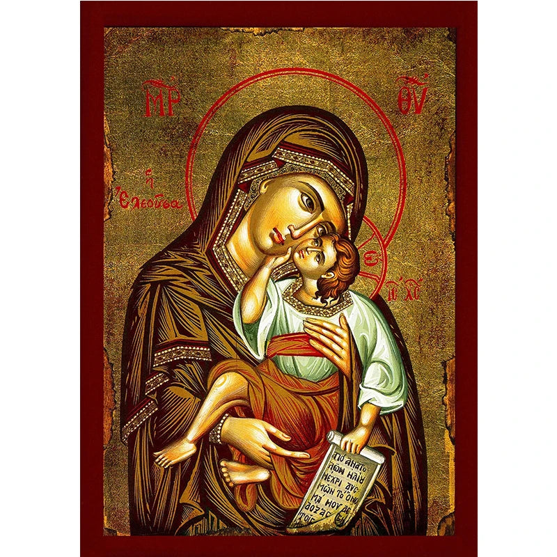 The Therapist Virgin Mary and Jesus Ikon Panagia Mother of God Byzantine Orthodox Religious Canvas Wall Art Living Room Decor