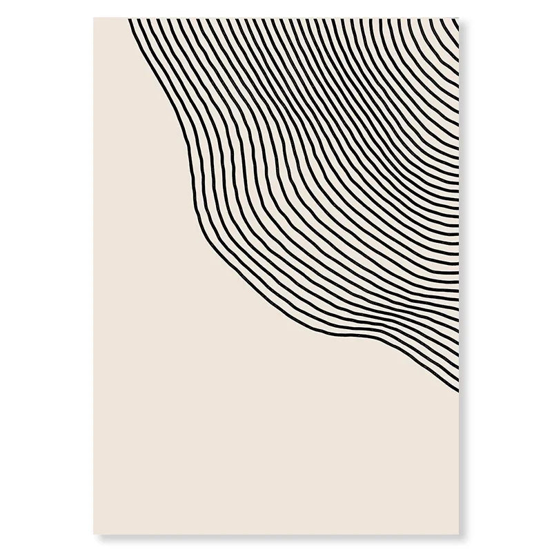 Modern Abstract Lines Black Beige Simple Wall Art, HD Canvas Print Sea, Home, Living Room, Room Decoration Painting