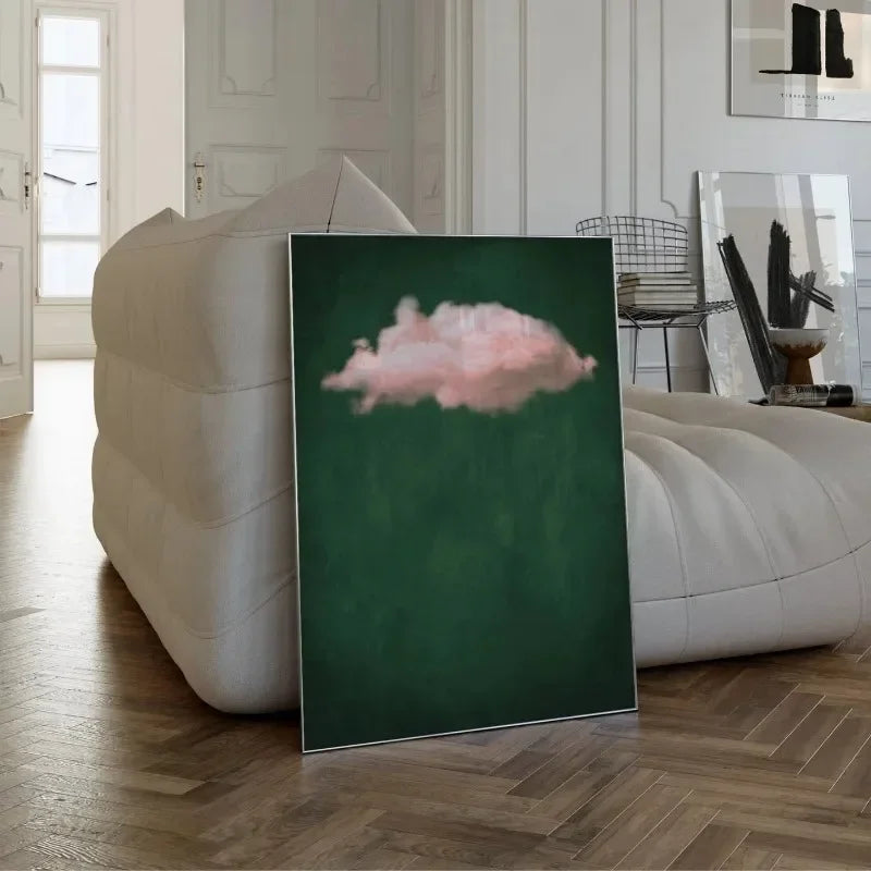 Modern Abstract Wall Art, Green Clouds Abstract Background, HD Canvas Print Poster, Home Living Room Bedroom Decoration