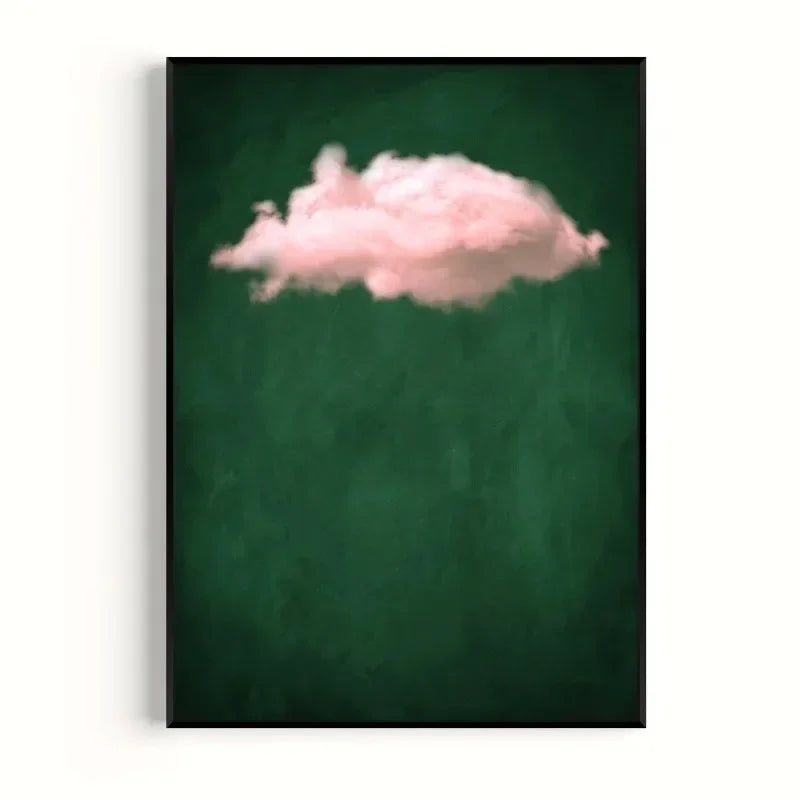 Modern Abstract Wall Art, Green Clouds Abstract Background, HD Canvas Print Poster, Home Living Room Bedroom Decoration