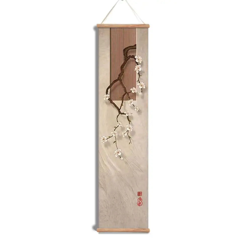 Traditional Chinese Flower Landscape Canvas Wall Art Scroll Painting Home Decor