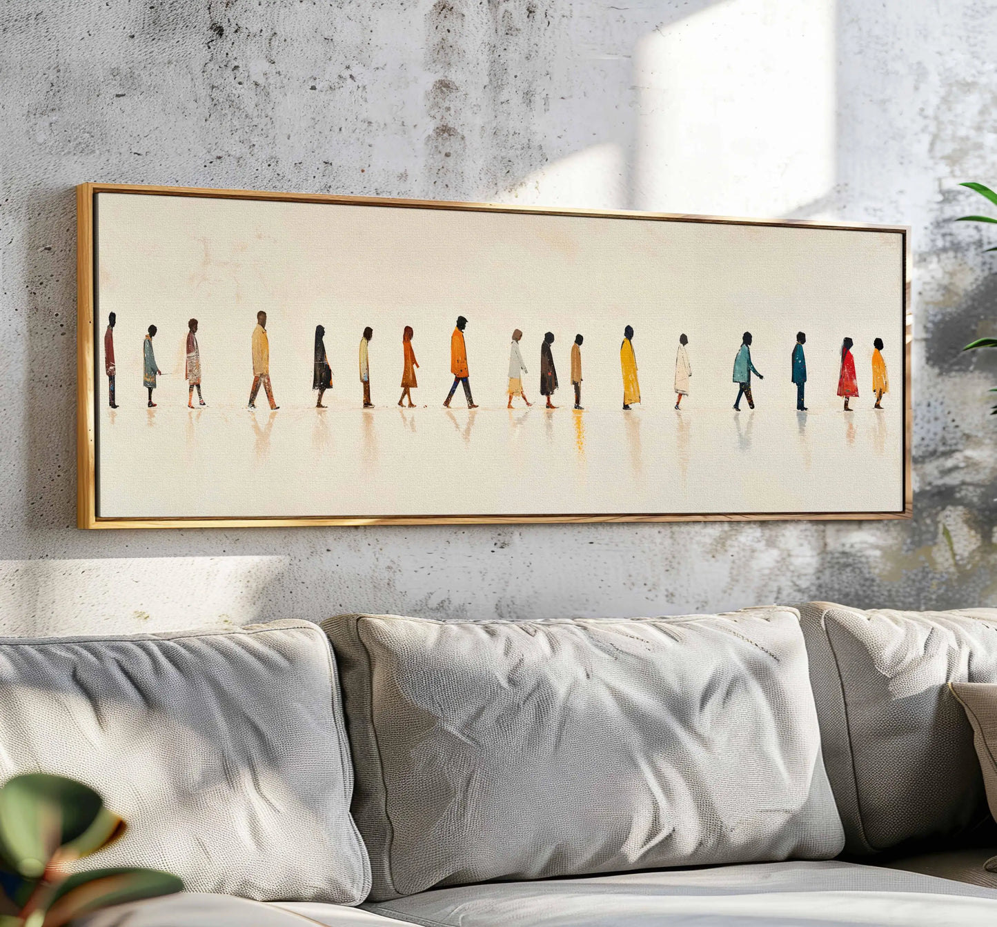 Abstract People Walking Wall Art Unframed Canvas Poster - Modern Figurative Wall Decor - Contemporary Human Movement Painting