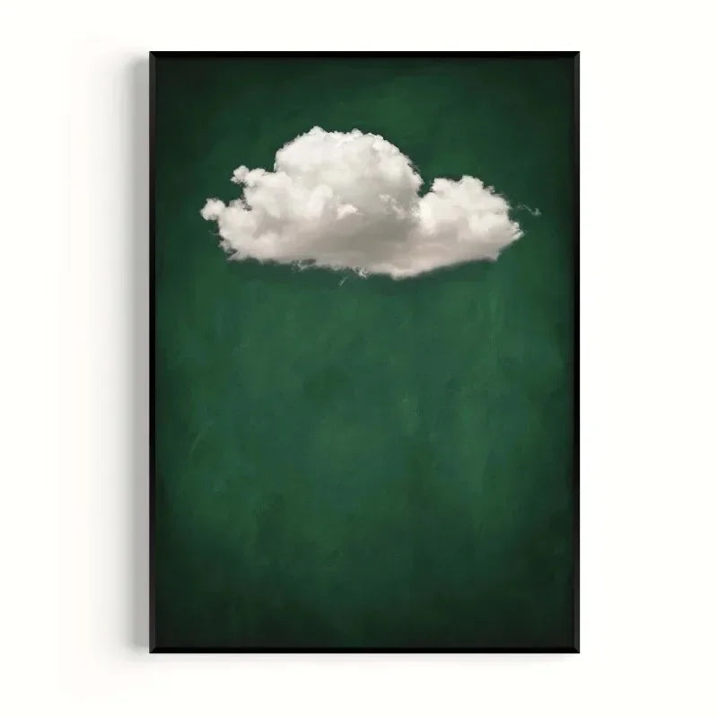 Modern Abstract Wall Art, Green Clouds Abstract Background, HD Canvas Print Poster, Home Living Room Bedroom Decoration