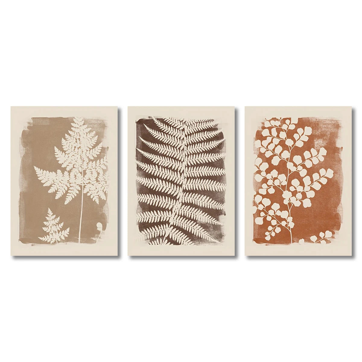 Wall Art Decor Paintings Warm Tones Posters Home Creative Gifts 3pcs Neutral Minimalist Abstract Fern Boho