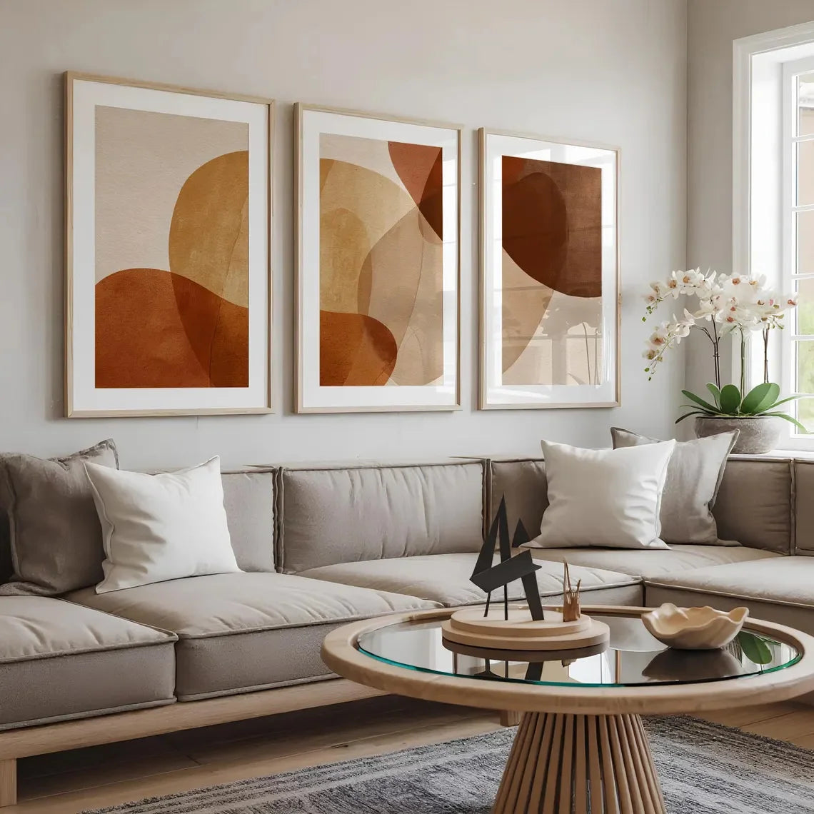 Wall Art Contemporary Prints Terracotta and Beige Abstract Poster Neutral Artwork for Living Room and Bedroom Scandinavian Decor