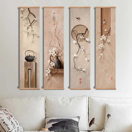 Traditional Chinese Flower Landscape Canvas Wall Art Scroll Painting Home Decor