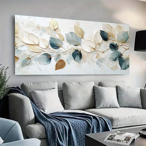 1pc Frameless Modern Canvas Wall Art Delicate Leaf Design, High-Quality Canvas Painting Home Décor, Large Canvas Wall Art