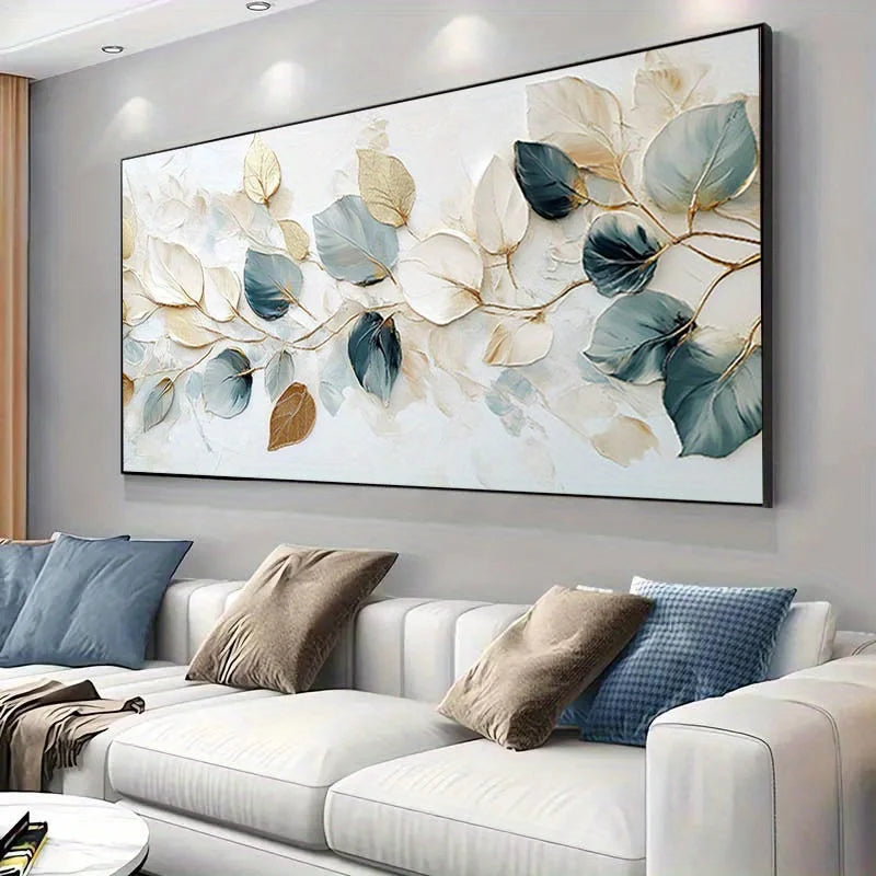 1pc Frameless Modern Canvas Wall Art Delicate Leaf Design, High-Quality Canvas Painting Home Décor, Large Canvas Wall Art