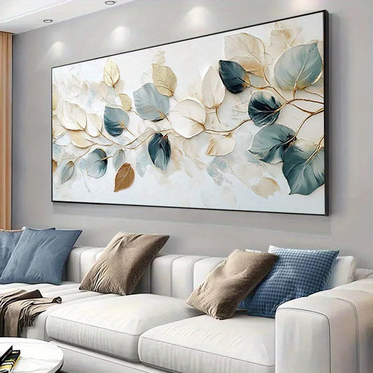 1pc Frameless Modern Canvas Wall Art Delicate Leaf Design, High-Quality Canvas Painting Home Décor, Large Canvas Wall Art