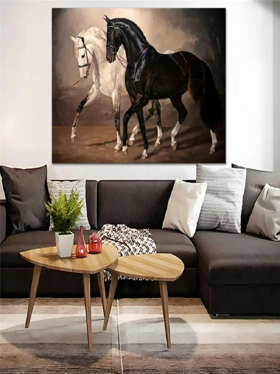 Modern Black and White Horse Canvas Art Paintings  Animal Poster Wall Art for Living Room Home Decor Stylish Prints