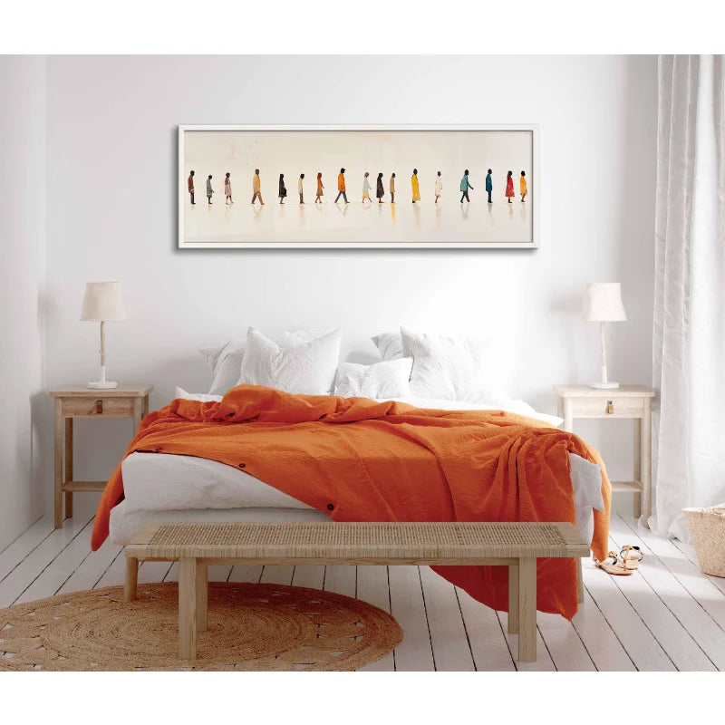 Abstract People Walking Wall Art Unframed Canvas Poster - Modern Figurative Wall Decor - Contemporary Human Movement Painting