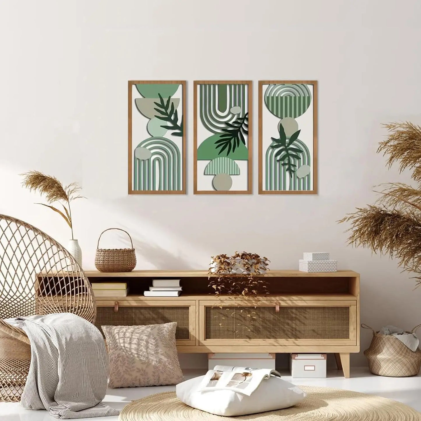 3pcs Bohemian Wooden Wall Art  Modern Home Decoration Perfect for Home, Office, Studio Decor,  Wall Hanging Artwork Decoration