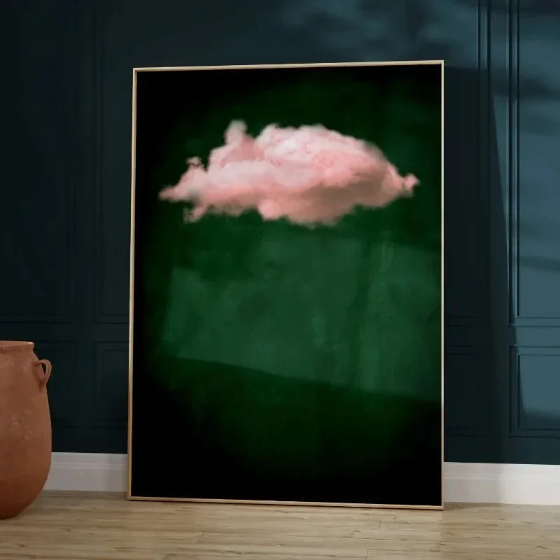 Modern Abstract Wall Art, Green Clouds Abstract Background, HD Canvas Print Poster, Home Living Room Bedroom Decoration
