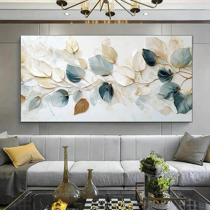 1pc Frameless Modern Canvas Wall Art Delicate Leaf Design, High-Quality Canvas Painting Home Décor, Large Canvas Wall Art