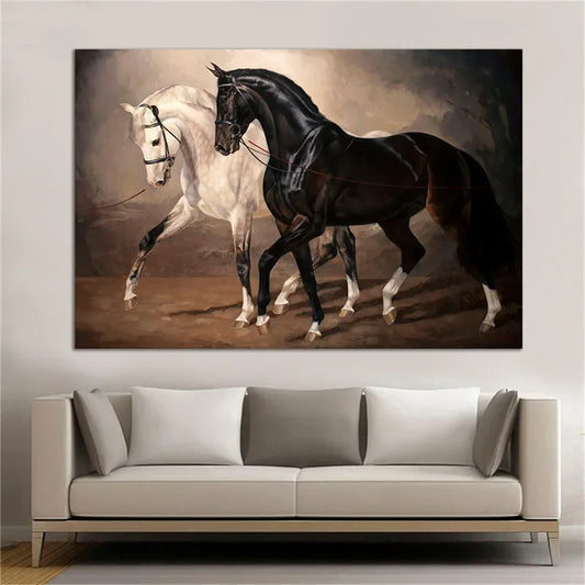 Modern Black and White Horse Canvas Art Paintings  Animal Poster Wall Art for Living Room Home Decor Stylish Prints