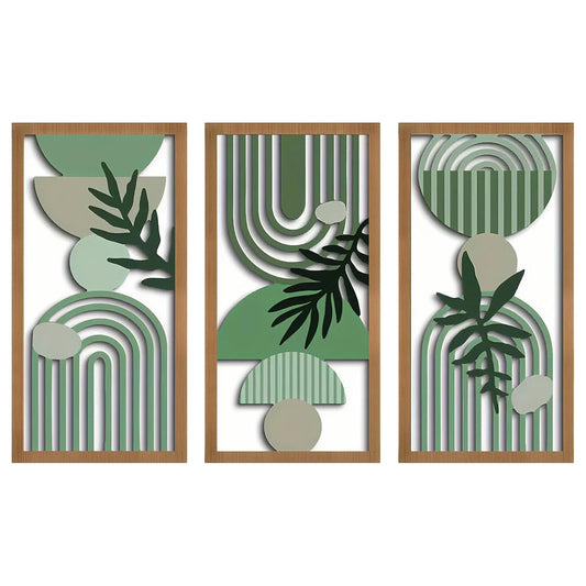 3pcs Bohemian Wooden Wall Art  Modern Home Decoration Perfect for Home, Office, Studio Decor,  Wall Hanging Artwork Decoration