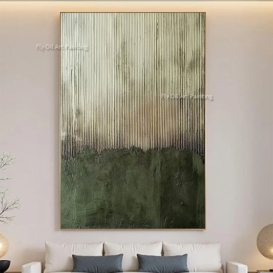 Canvas Thick Texture Grass Green Beige Abstract Wall Art Handmade Large Original Fashion Artwork New Oil Painting For Home Decor